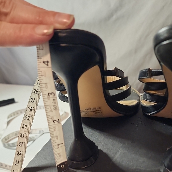 Lemonade Elegant Black Heels with Geometric Straps - Picture 6 of 8